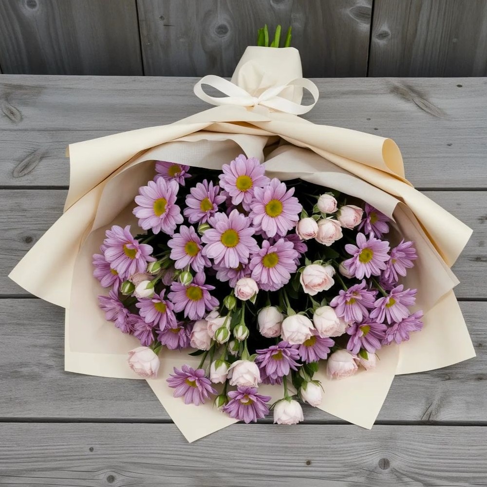 Букет цветов из: Розы и Хризантемы в Большевике Ставропольского края