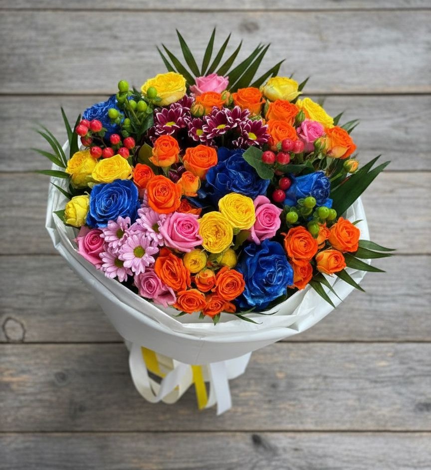 Букет цветов из: Розы и Хризантемы в Большевике Ставропольского края