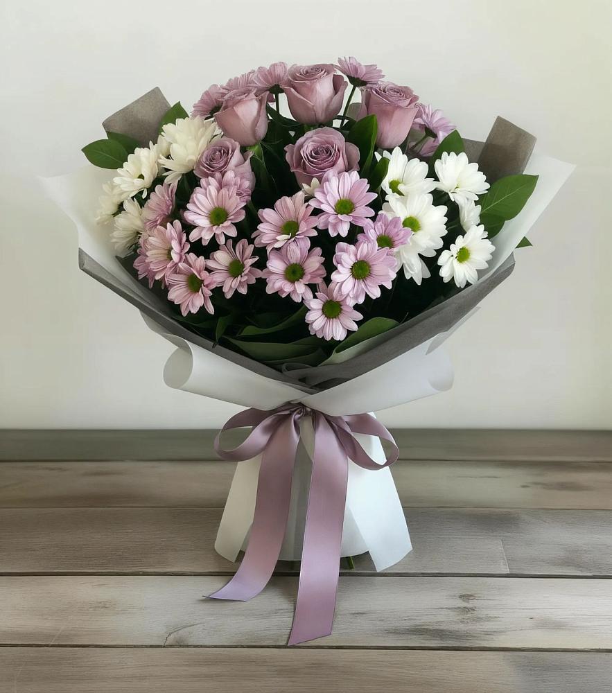 Букет цветов из: Хризантемы и Розы в Большевике Ставропольского края