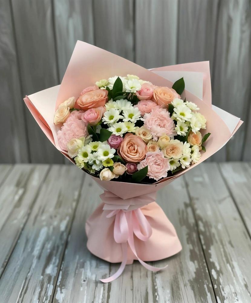 Букет цветов из: Гвоздики, Розы и Хризантемы в Большевике Ставропольского края