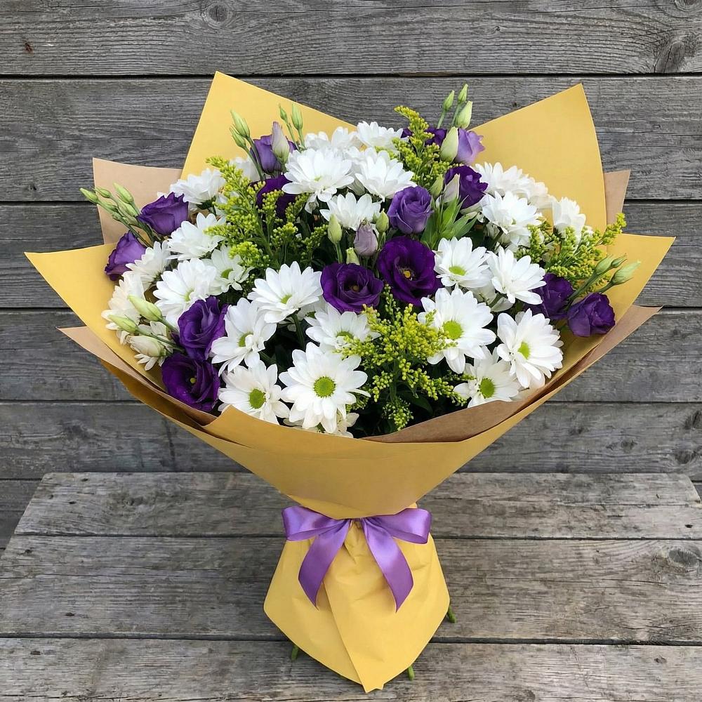 Букет цветов из: Ирисы, Хризантемы и Ромашки в Большевике Ставропольского края