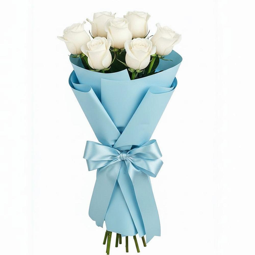 Букет 7 белых роз Проуд в Большевике Ставропольского края