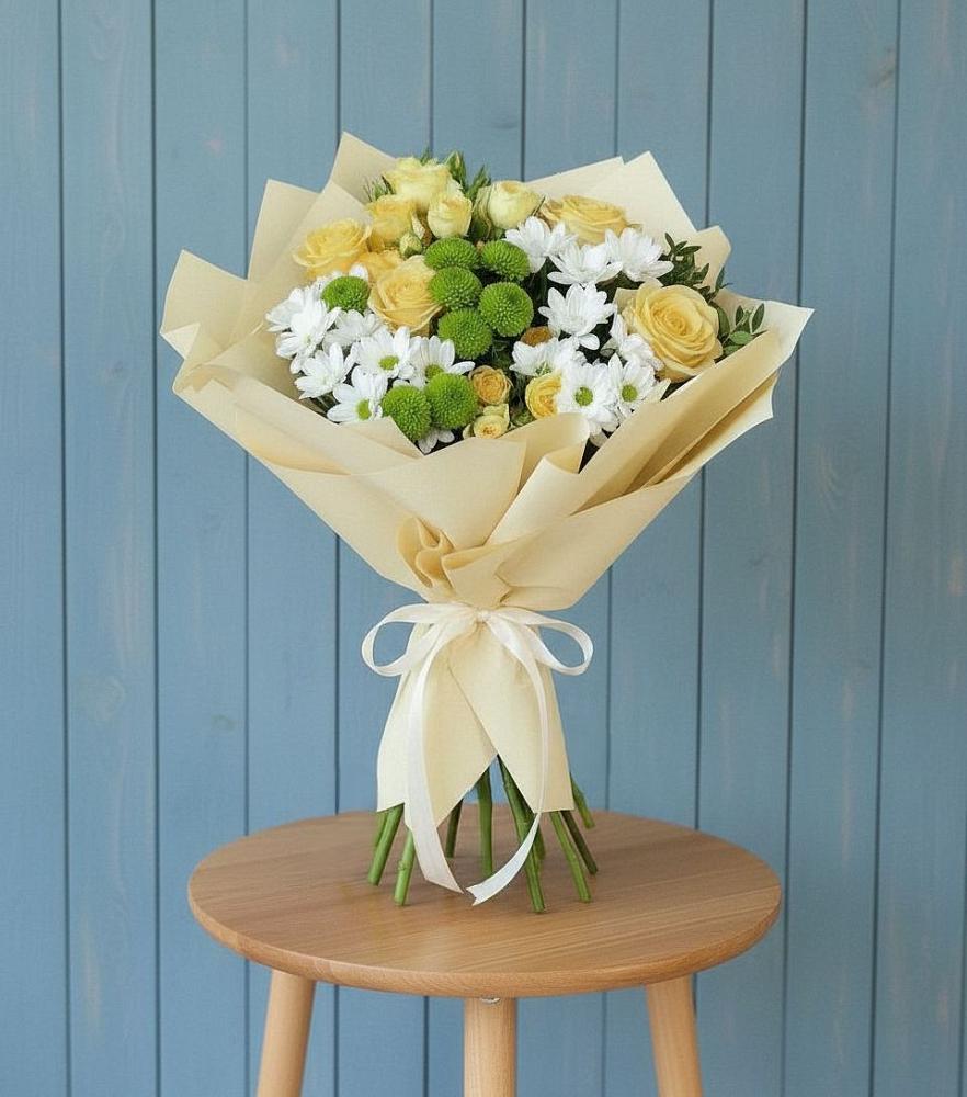 Букет цветов из: Хризантемы и Розы в Большевике Ставропольского края