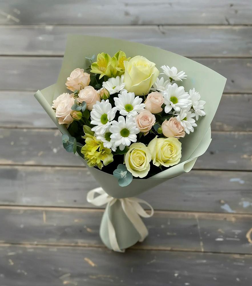 Букет цветов из: Альстромерии, Розы и Хризантемы в Большевике Ставропольского края