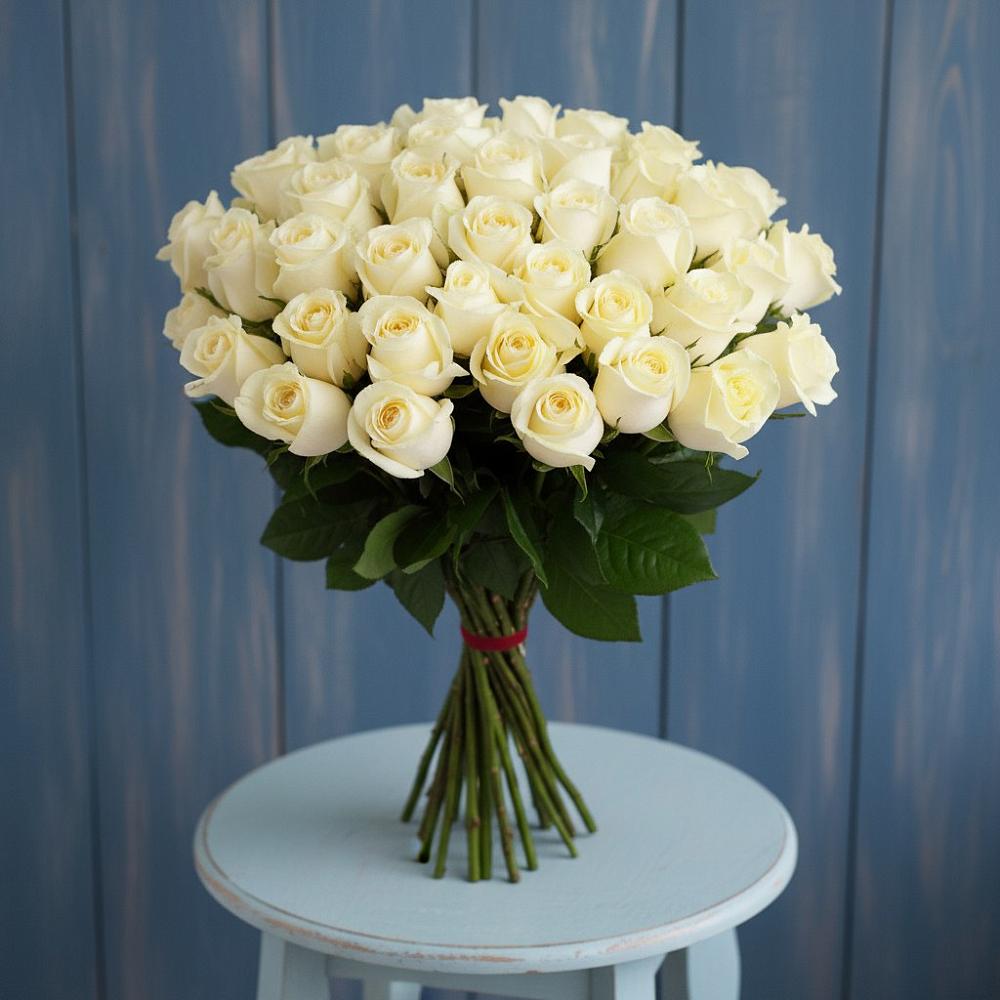 Букет 51 Белая роза Эдлесс Лав в Большевике Ставропольского края