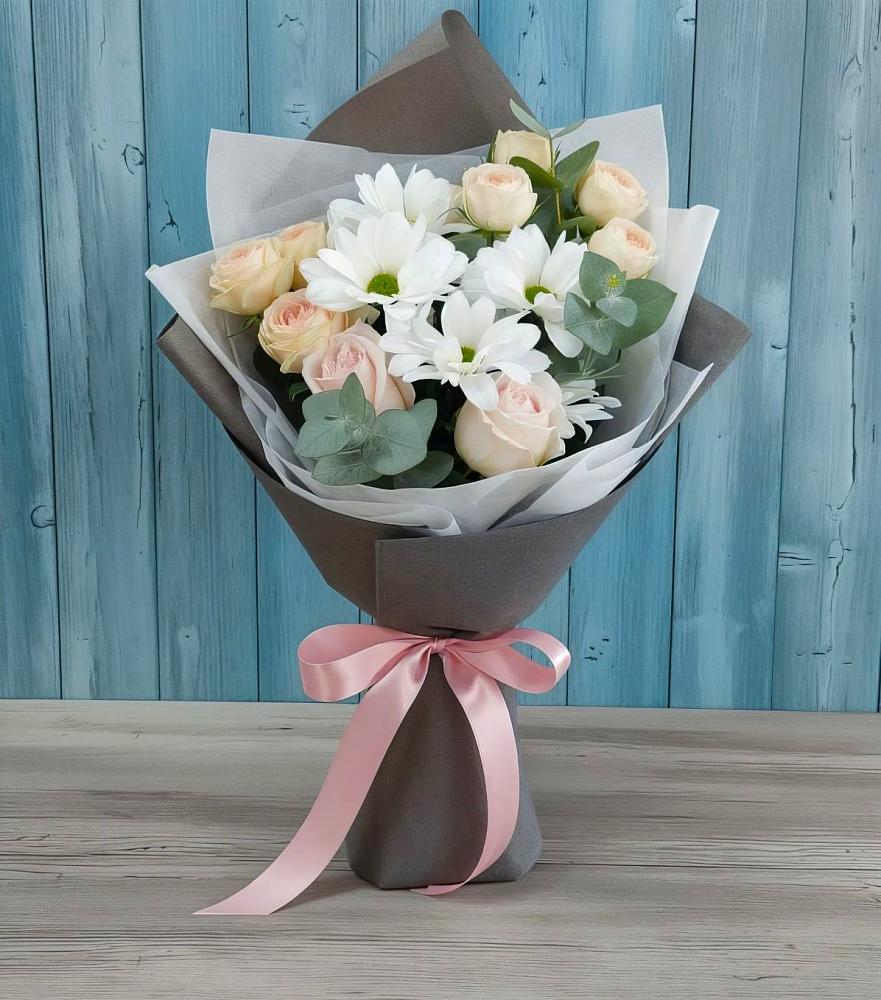 Букет цветов из: Хризантемы и Розы в Большевике Ставропольского края