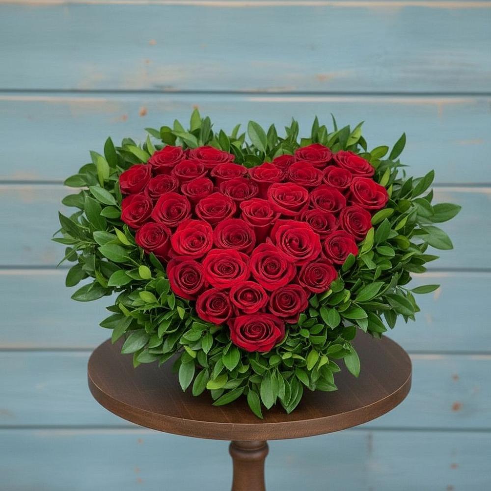 Цветочная композиция из Розы в виде сердца в Большевике Ставропольского края