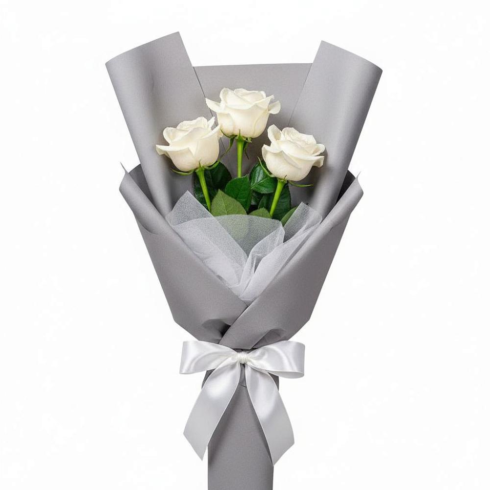 Букет 3 белые розы в Большевике Ставропольского края