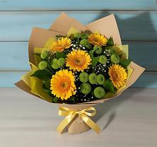 Букет цветов из:  Герберы и Хризантемы в Большевике Ставропольского края