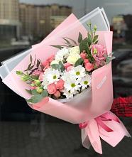 Букет цветов из:  Розы, Лизиантусы и Хризантемы в Большевике Ставропольского края