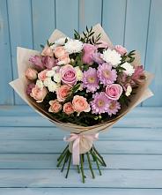 Букет цветов из:  Хризантемы, Розы и Альстромерии #REPLACE_PRED# Большевике Ставропольского края