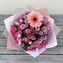 Букет цветов из:  Розы, Герберы и Хризантемы в Большевике Ставропольского края