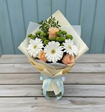 Букет цветов из:  Герберы, Розы и Хризантемы в Большевике Ставропольского края