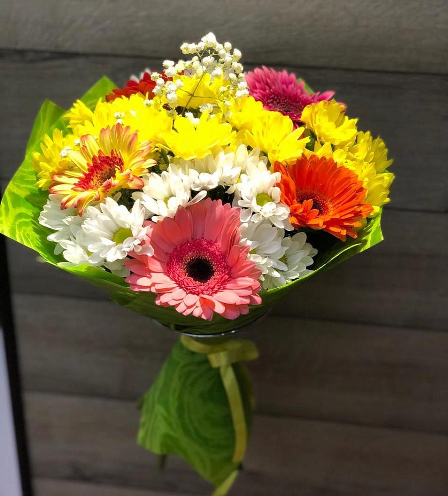 Букет цветов из: Герберы и Хризантемы в Большевике Ставропольского края